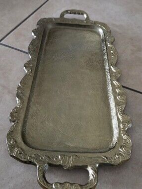 Decrotive Brass Serving Tray With Handles